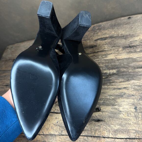 Raye Black Velvet Slingback Block Heel Women’s Size 10 Pointed Dress Shoes - Picture 9 of 10